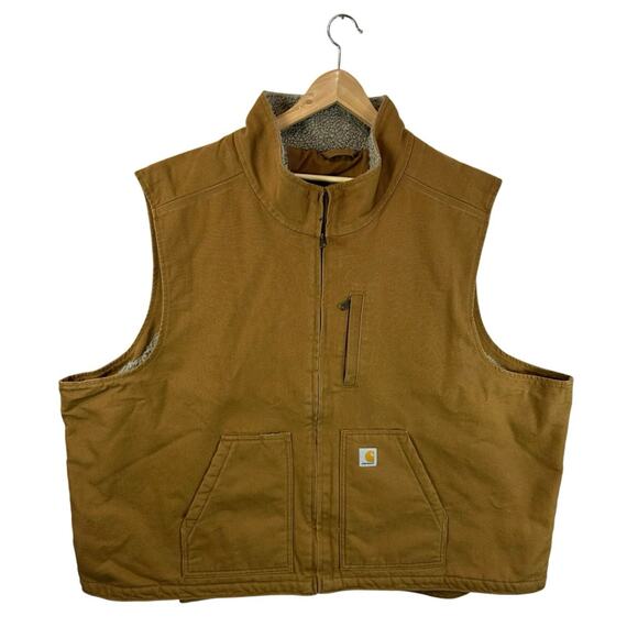 Carhartt Sherpa Lined Canvas Work Utility Vest Size 5XL Carhartt Brown Workwear